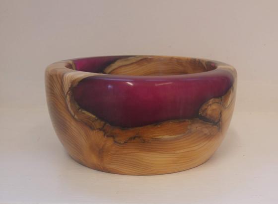 Yew and Pink Resin Bowl