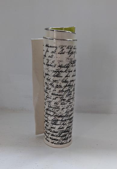 Extra Large Green Script Scroll Bud Vase