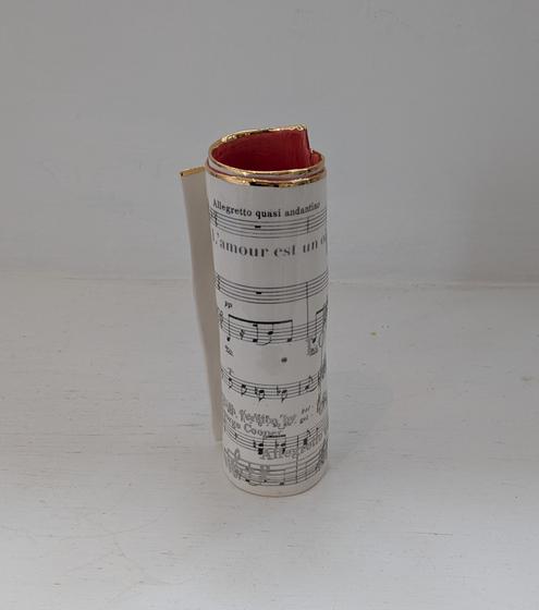Medium Red Music Scroll Bud Vase