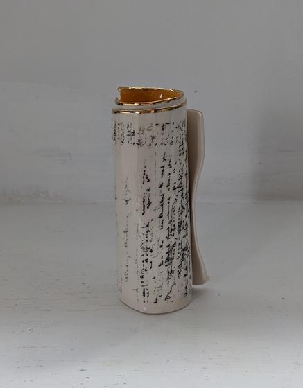 Medium Orange Script Scroll Bud Vase