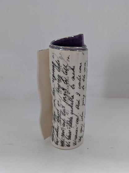Medium Purple Script Scroll Bud Vase