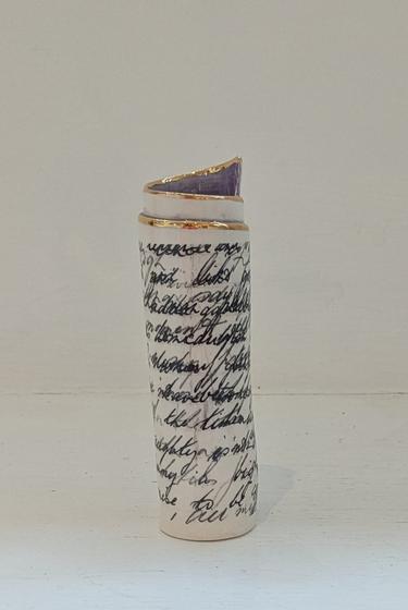 Small Purple Script Scroll Bud Vase