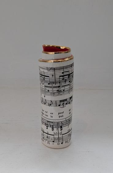 Small Red Music Scroll Bud Vase