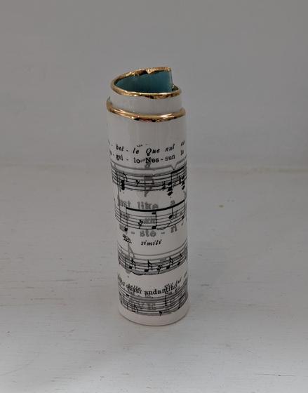 Small Turquoise Music Scroll Bud Vase