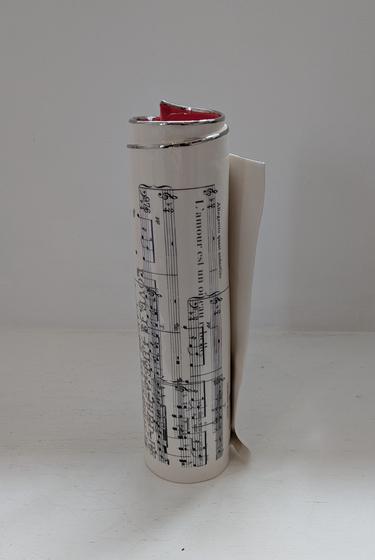 Extra Large Red Music Scroll Bud Vase