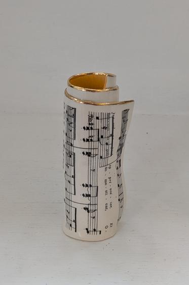 Small Orange Music Scroll Bud Vase