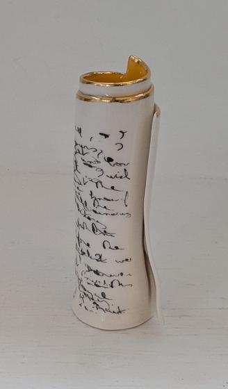 Small Orange Script Scroll Bud Vase