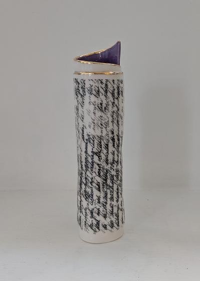 Extra Large Purple Script Scroll Bud Vase
